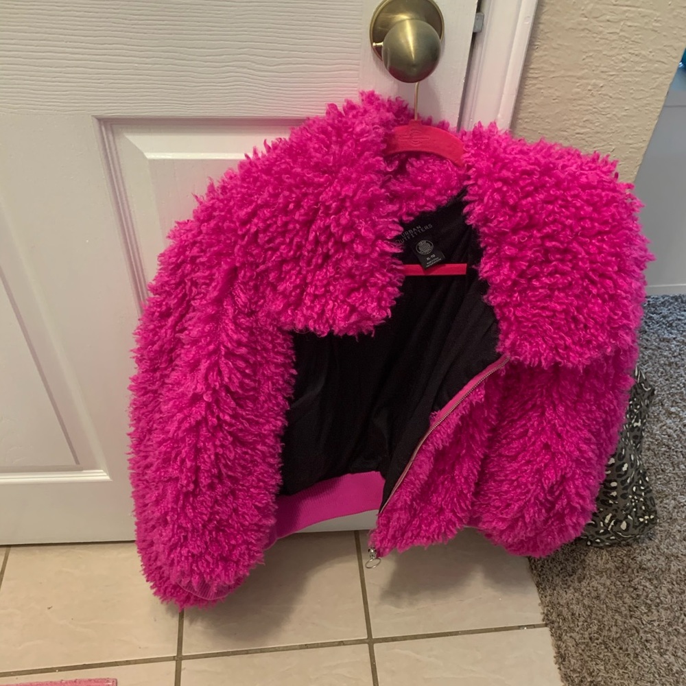 Urban outfitters hot pink faux fur jacket XL